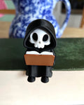 cute grim reaper shelf sitter reading book 3d printed gothic decor