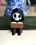 cute grim reaper shelf sitter reading book 3d printed gothic decor