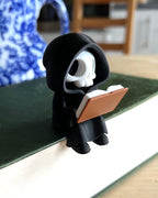 grim reaper shelf decor close up reading figure detail 3d printed book sit book nook shelf decor