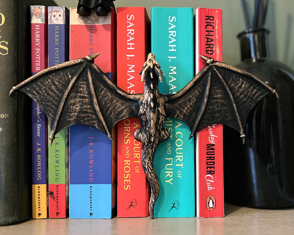 dragon book nook climbing dragon bookshelf decor 3D printed fantasy gift UK