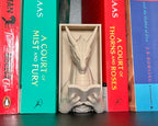 Dragon reading a book nook fantasy bookshelf insert 3D printed whimsical book nook with dragon figure Fantasy dragon book nook gift for readers and collectors Magical bookshelf décor featuring dragon reading Handmade book nook insert with dragon and book