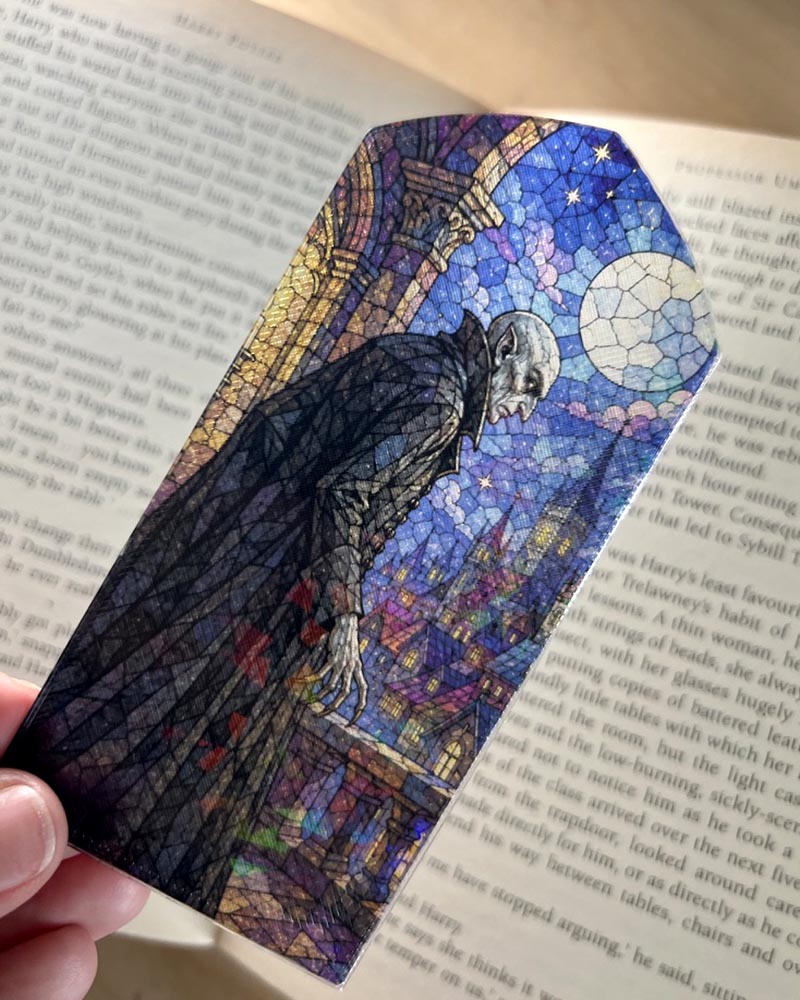 nosferatu bookmark, vampire bookmark, gothic bookmark, stained glass bookmark, horror bookmark, gothic horror gift, vampire book lover gift, gothic book lover gift, classic horror bookmark, dark academia bookmark, vampire reader gift, supernatural bookmark, gothic reading accessory, book lover gift