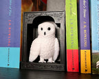 Snowy owl book nook for fantasy-themed shelf displays