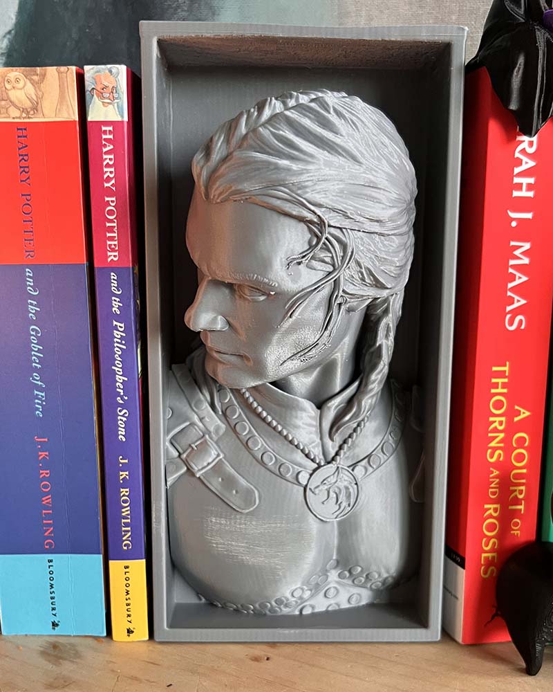 Minimalist Witcher bookend decor for collectors and fans