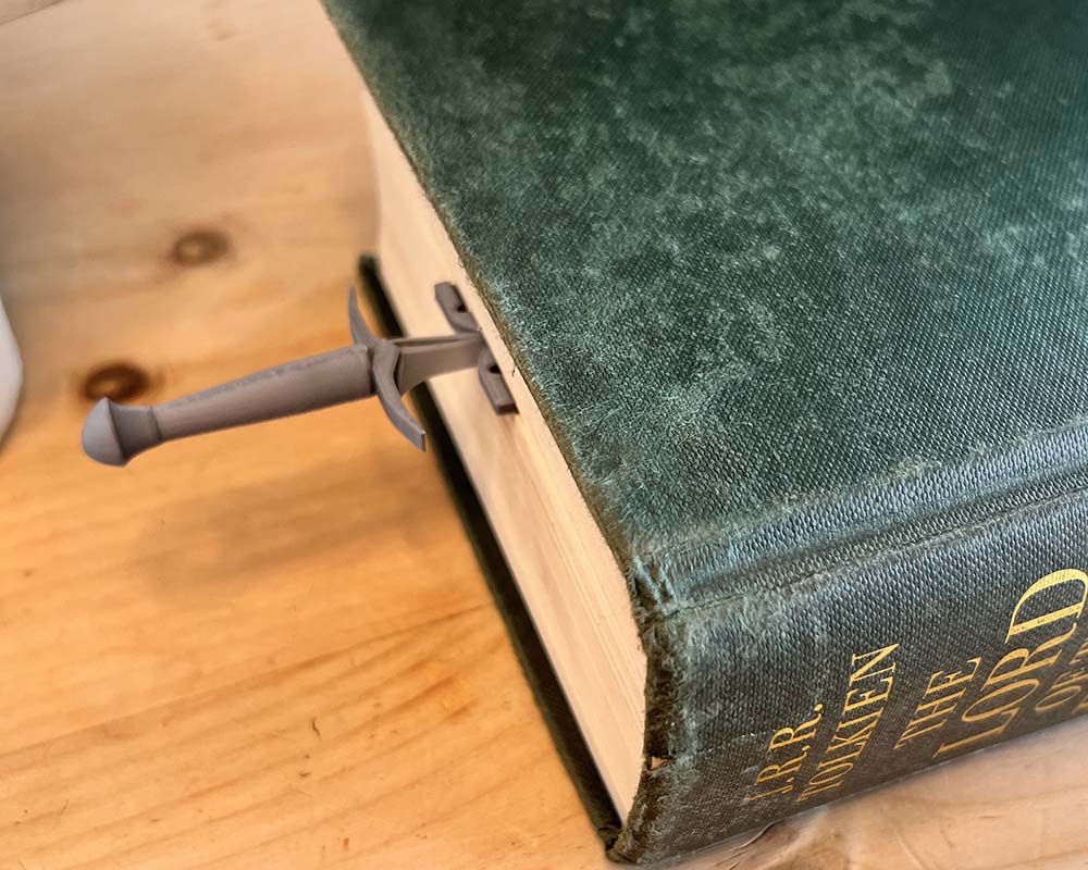 Lord of the ring sword book marks 3d printed in sustainable PLA by Ryan does 3D