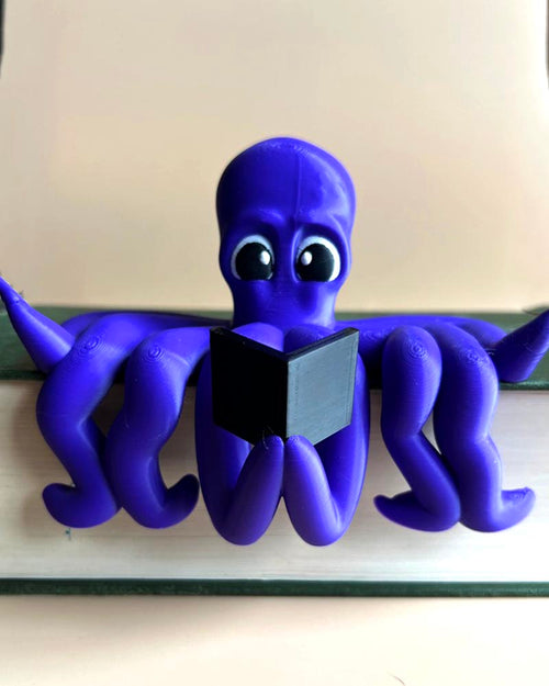 octopus shelf decor close up reading book detail 3d printed book nook decor