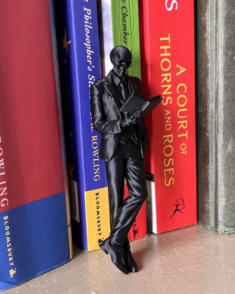 Skeleton Gentleman Reading Figure
