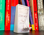Dumbledore book nook holding Golden Snitch 3D printed Harry Potter book nook wizarding shelf insert Magical bookshelf décor featuring Dumbledore figure Fantasy book nook with Dumbledore and Snitch design Wizarding world book nook gift for Harry Potter fans